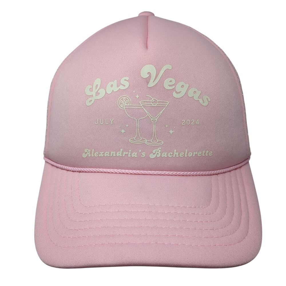 Alexandria's Bachelorette Snapback Rope Trucker Hat Pink One Size Dalix